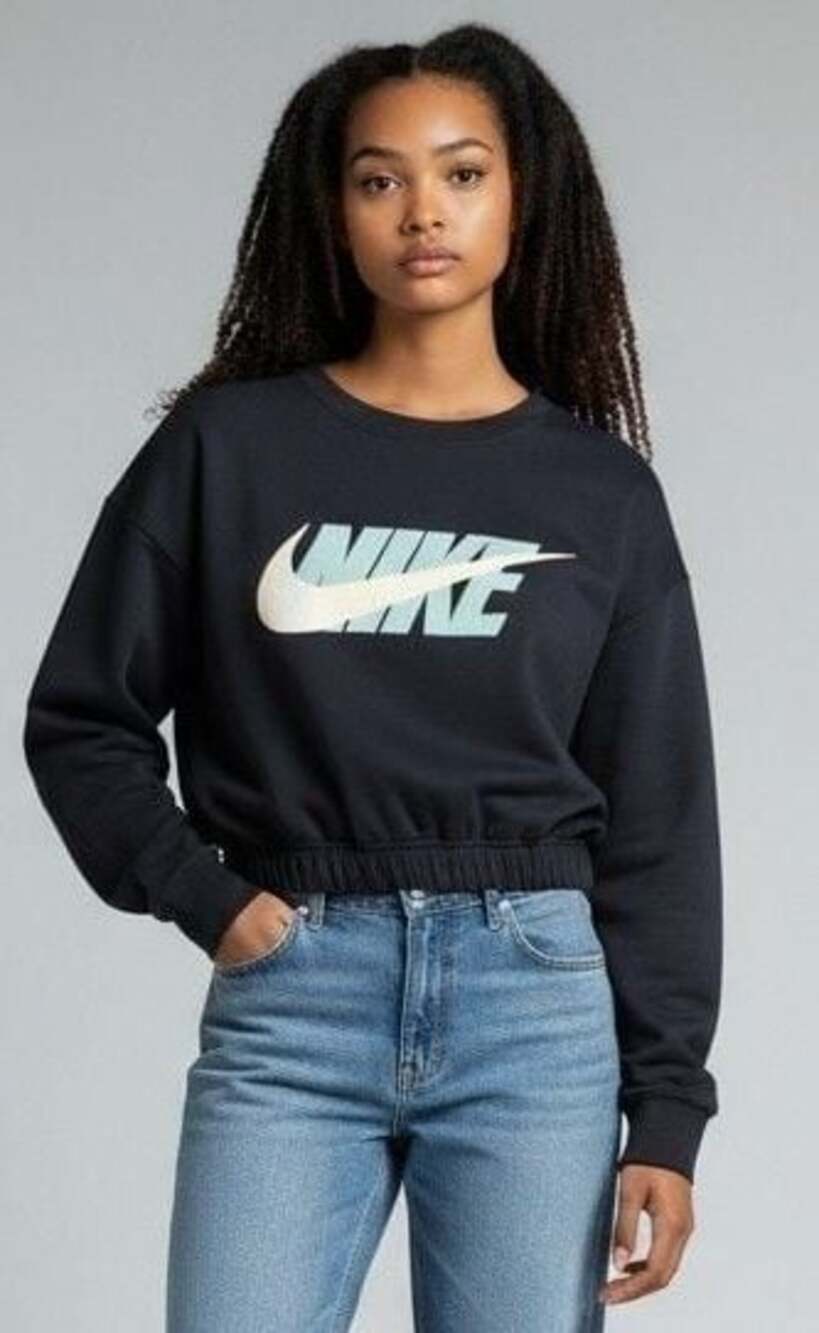 Nike Sportswear Icon Crop Crew Neck Women's Sweatshirt Black Size M
